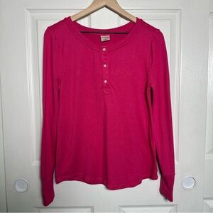 Soma Sz Small Pink Henley Textured Stretch Long Sleeve Top Lounge Butter Soft